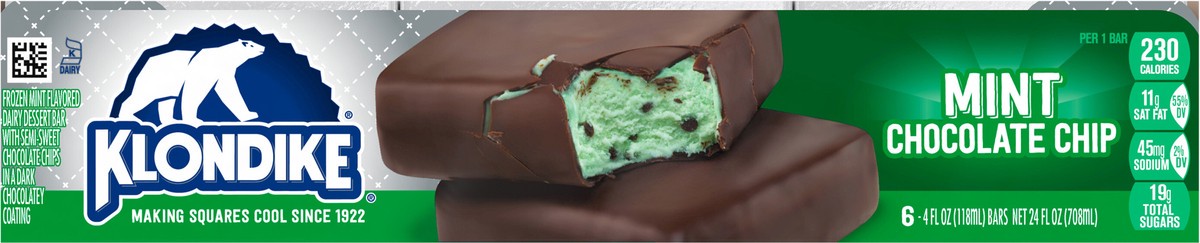 slide 2 of 9, Klondike Frozen Dairy Dessert Bars Mint Chocolate Chip, 4 fl oz, 6 Count , 4 fl oz