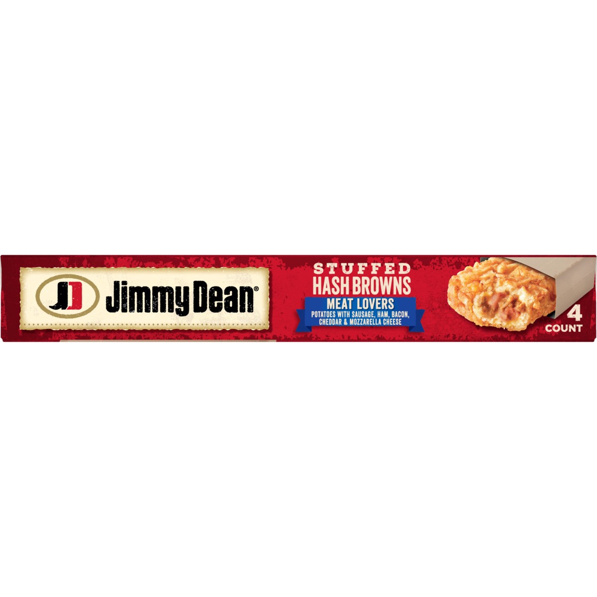 slide 2 of 9, Jimmy Dean Stuffed Hash Browns Meat Lovers Frozen Breakfast, 4 Count, 425.24 g