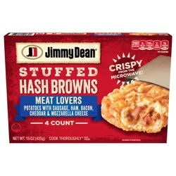 Jimmy Dean Stuffed Hash Browns Meat Lovers Frozen Breakfast, 4 Count