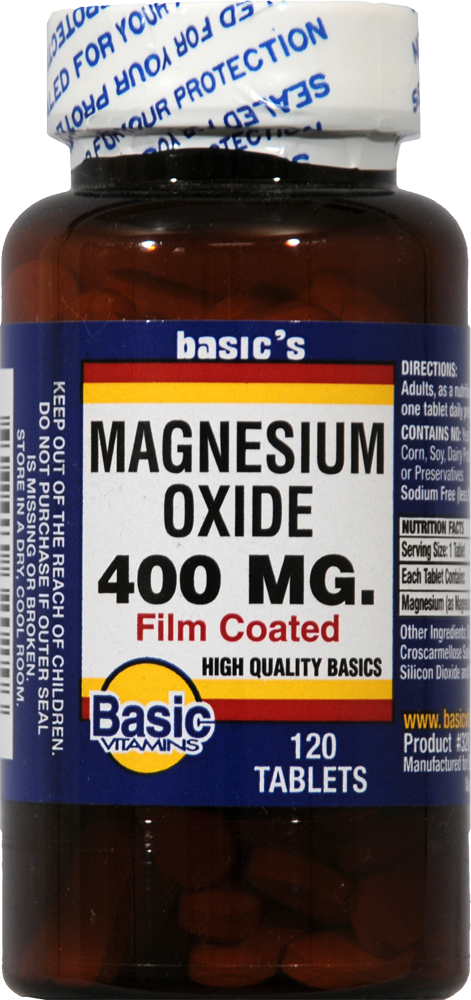 slide 1 of 1, Basic Magnesium Oxide Tablets 400Mg, 120 ct