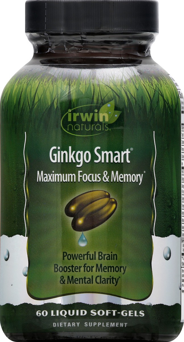 slide 6 of 9, Irwin Naturals Ginkgo Smart Maximum Focus & Memory, 60 ct