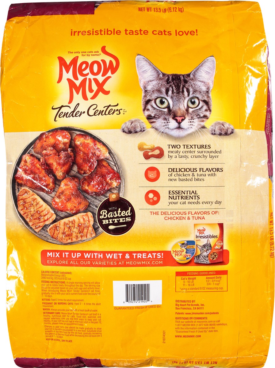slide 3 of 9, Meow Mix Tender Centers Chicken & Tuna Cat Food 13.5 lb Bag, 13.5 lb