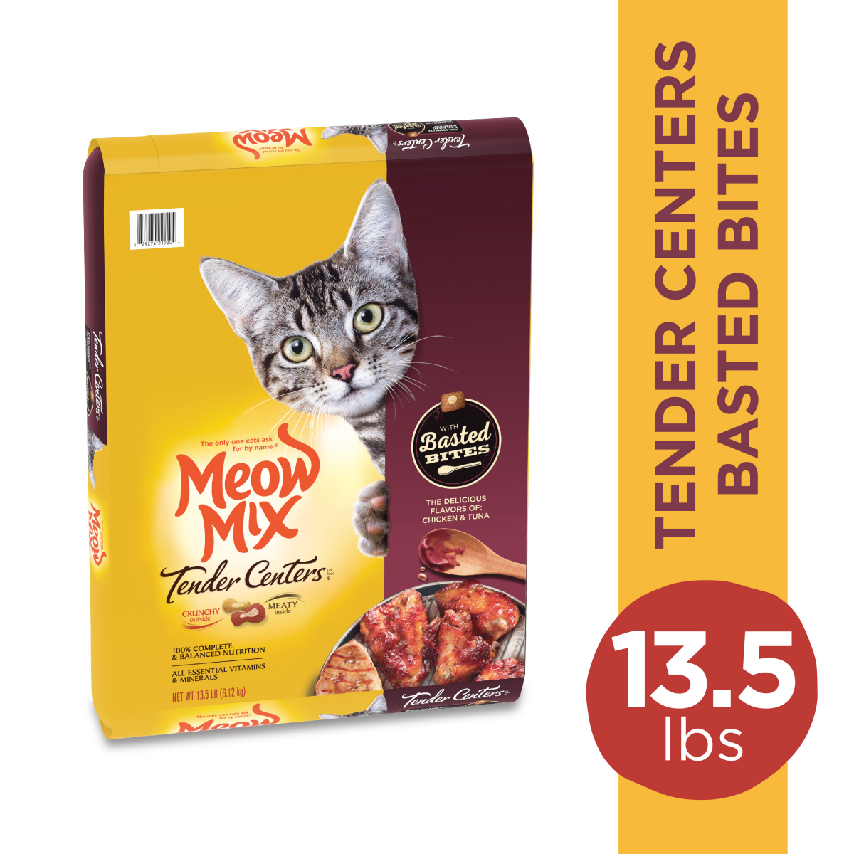 slide 1 of 9, Meow Mix Tender Centers Chicken & Tuna Cat Food 13.5 lb Bag, 13.5 lb