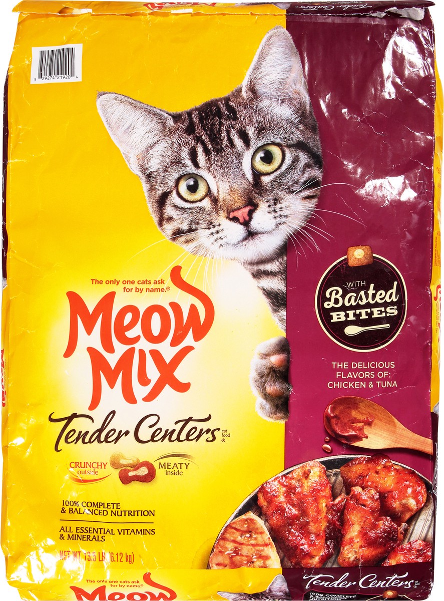 slide 4 of 9, Meow Mix Tender Centers Chicken & Tuna Cat Food 13.5 lb Bag, 13.5 lb