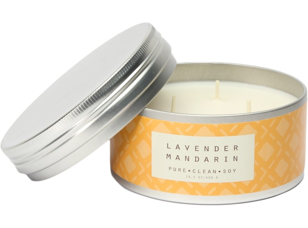 slide 1 of 1, Pure Clean Soy Lavender Mandarin Tin Candle, 14.1 oz