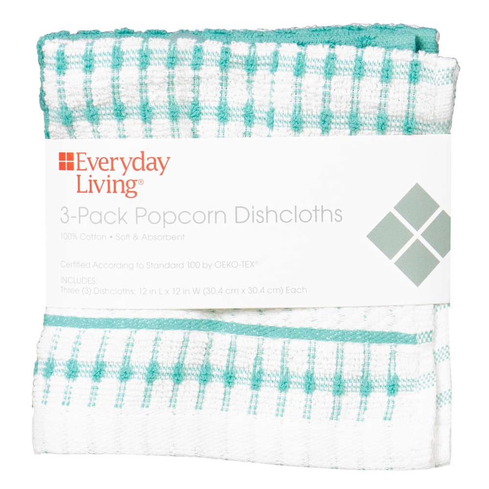 slide 2 of 2, Everyday Living® Popcorn Dish Cloth Pack - Turquoise, 3 ct