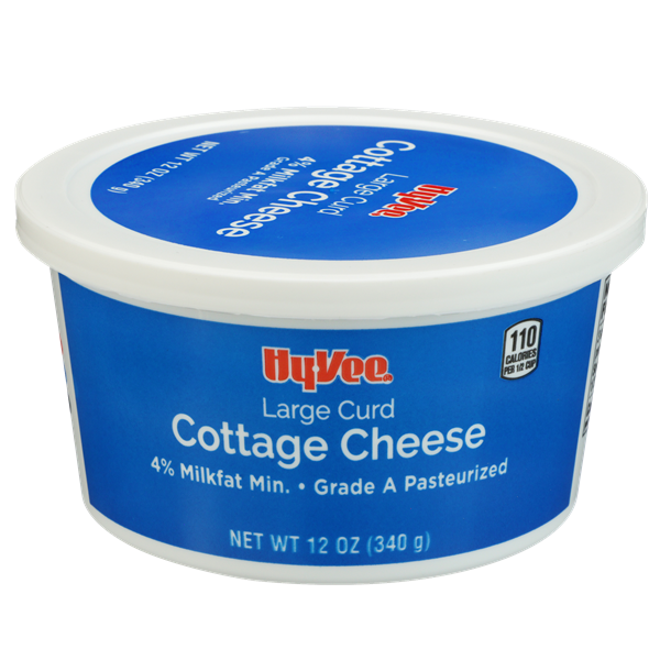 slide 1 of 1, Hy-vee 4% Large Curd Cottage Cheese, 12 oz