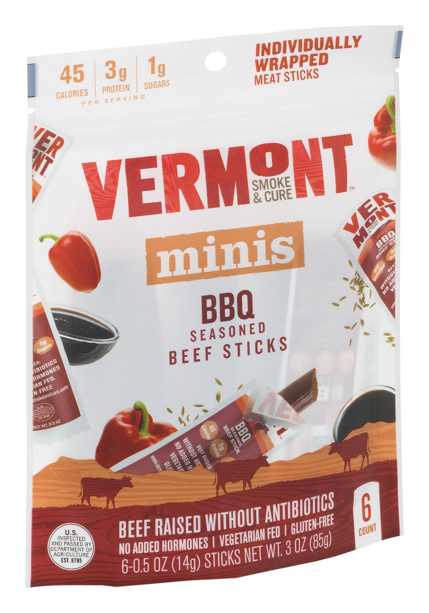 slide 7 of 11, Vermont Smoke & Cure Minis BBQ Seasoned Beef Sticks, 6 ct; 5 oz