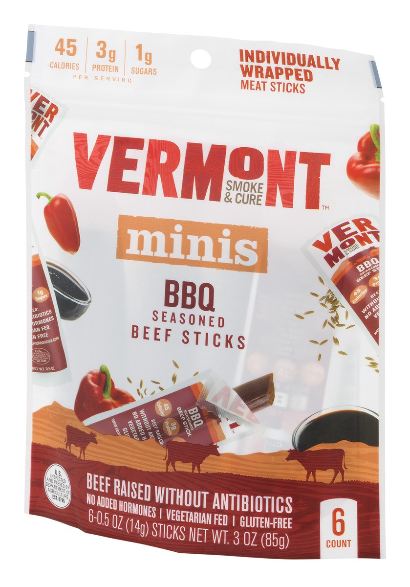 slide 11 of 11, Vermont Smoke & Cure Minis BBQ Seasoned Beef Sticks, 6 ct; 5 oz