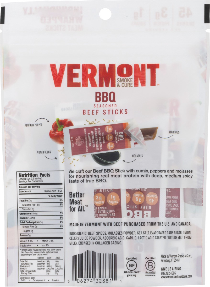 slide 2 of 11, Vermont Smoke & Cure Minis BBQ Seasoned Beef Sticks, 6 ct; 5 oz