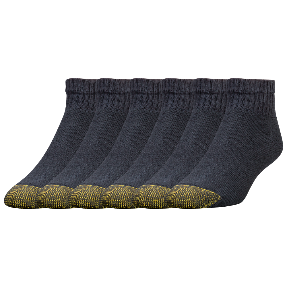 slide 1 of 1, Gold Toe Quater Socks - Black, 6 ct