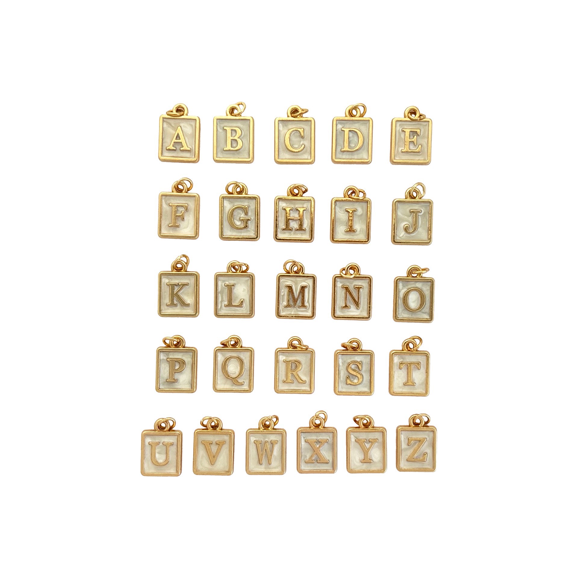 slide 2 of 2, Blue Moon Studio Square Gold-Colored Alphabet Charm Set, 12mm x 17.5mm
