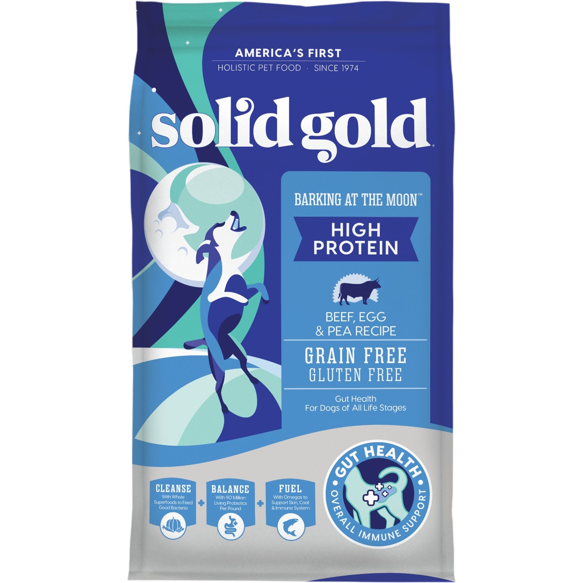 slide 1 of 1, Solid Gold Barking At the Moon Beef, Eggs & Peas Grain Free Adult Dog Food, 24 lb