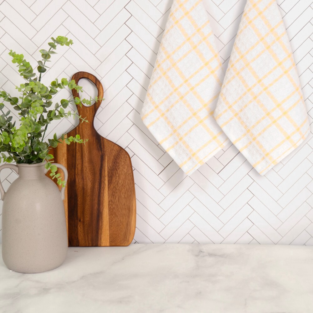 slide 2 of 3, Everyday Living Grid Kitchen Towels - Yellow, 2 ct