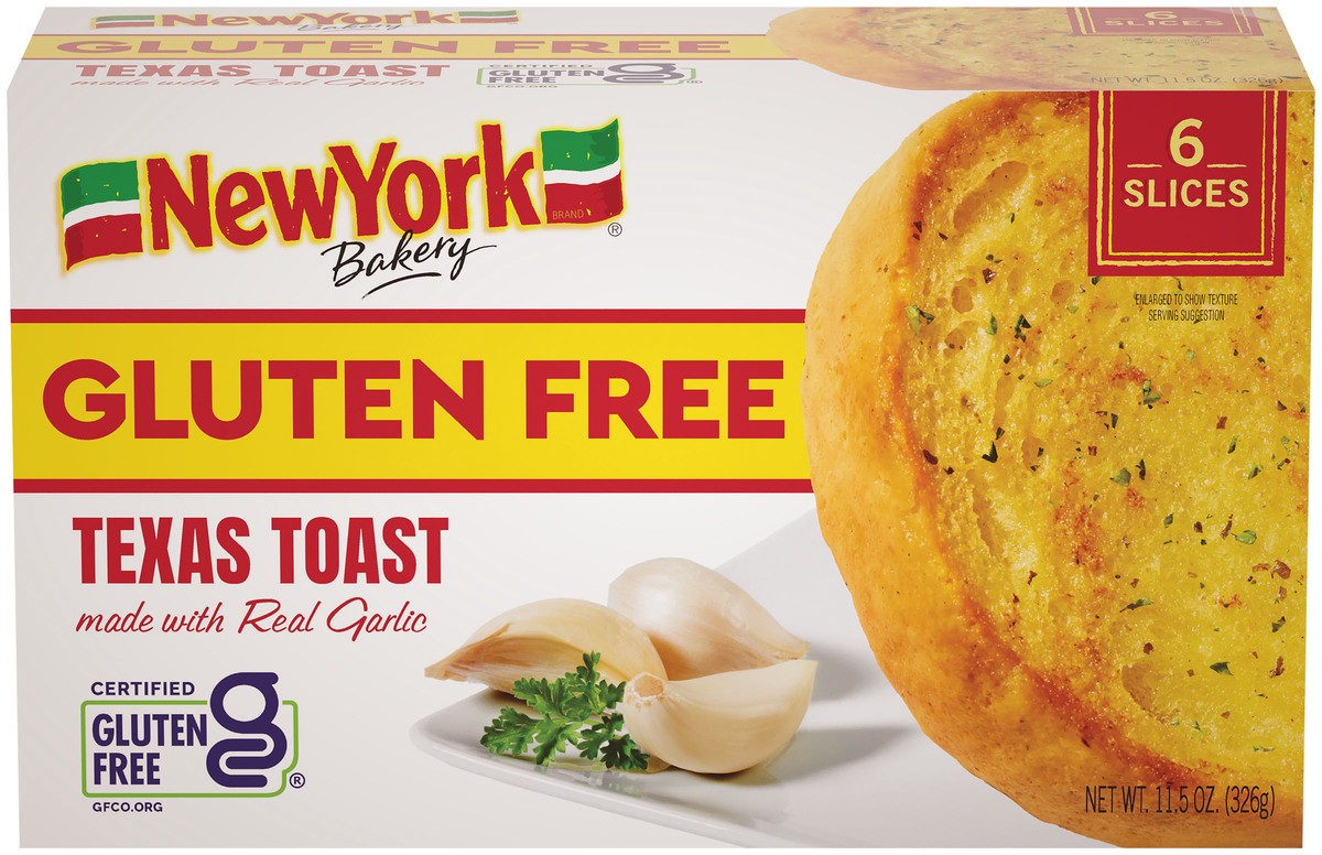 slide 1 of 14, New York Bakery Gluten-Free Texas Toast with Real Garlic, 6 ct