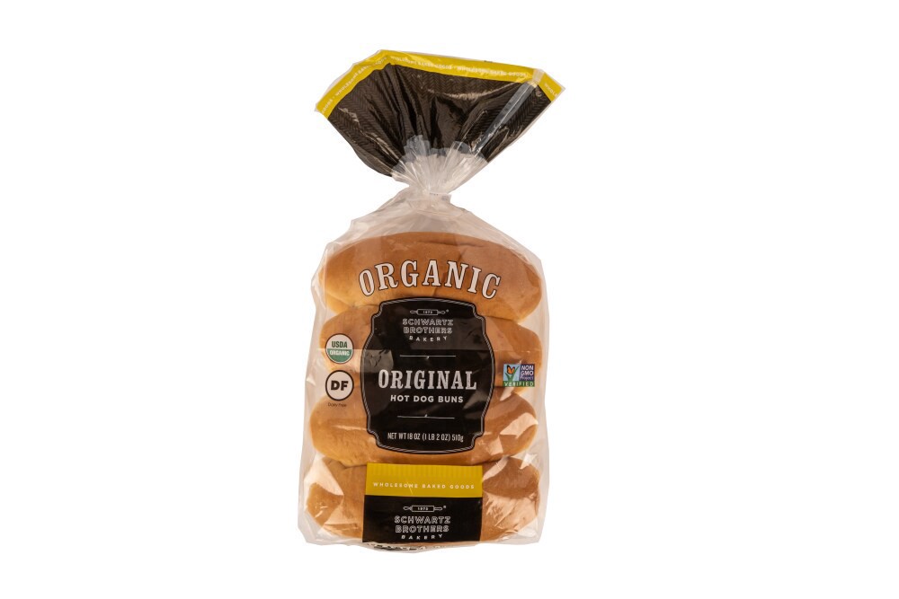 slide 1 of 2, Schwartz Brothers Bakery Organic Original Hot Dog Buns, 18 oz