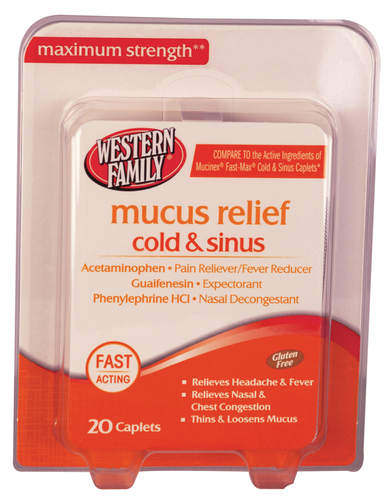 slide 1 of 1, Western Family Mucus Relief Cold And Sinus, 1 ct