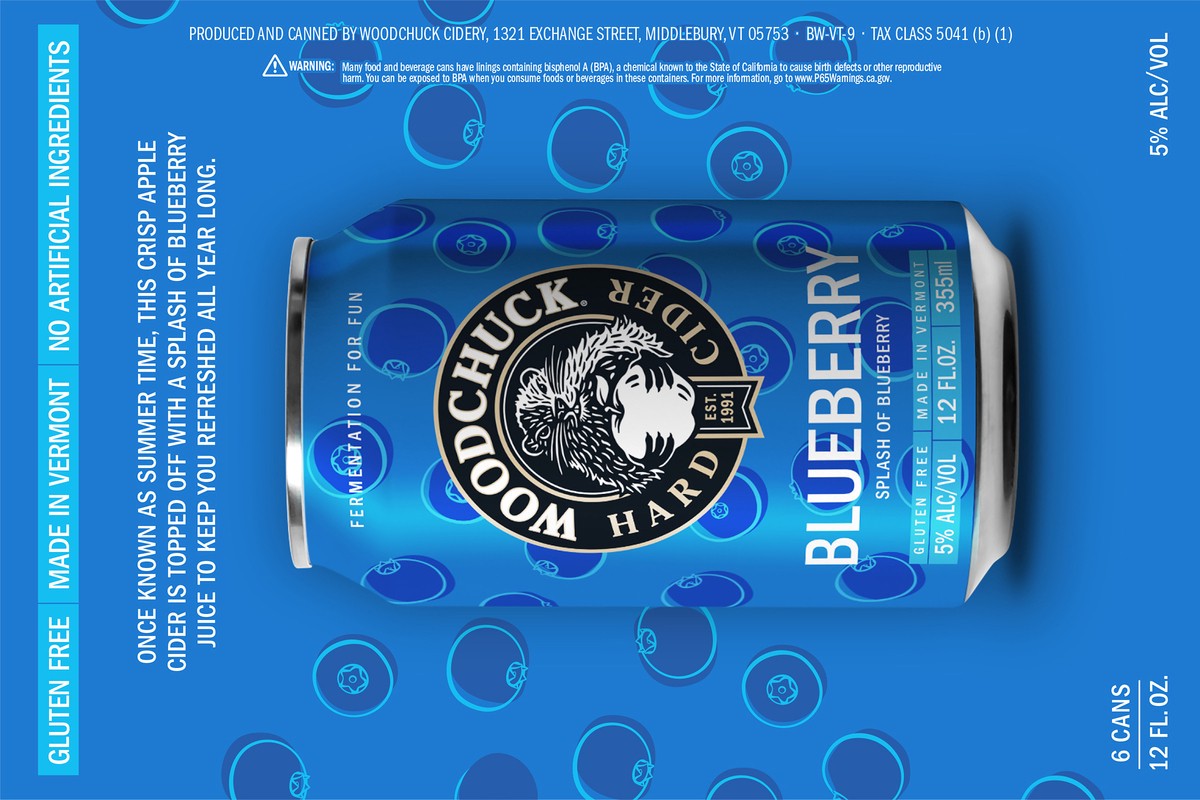 slide 2 of 6, Woodchuck Hard Cider - Blueberry 6 Pack, 12oz Can, 6 ct; 12 oz