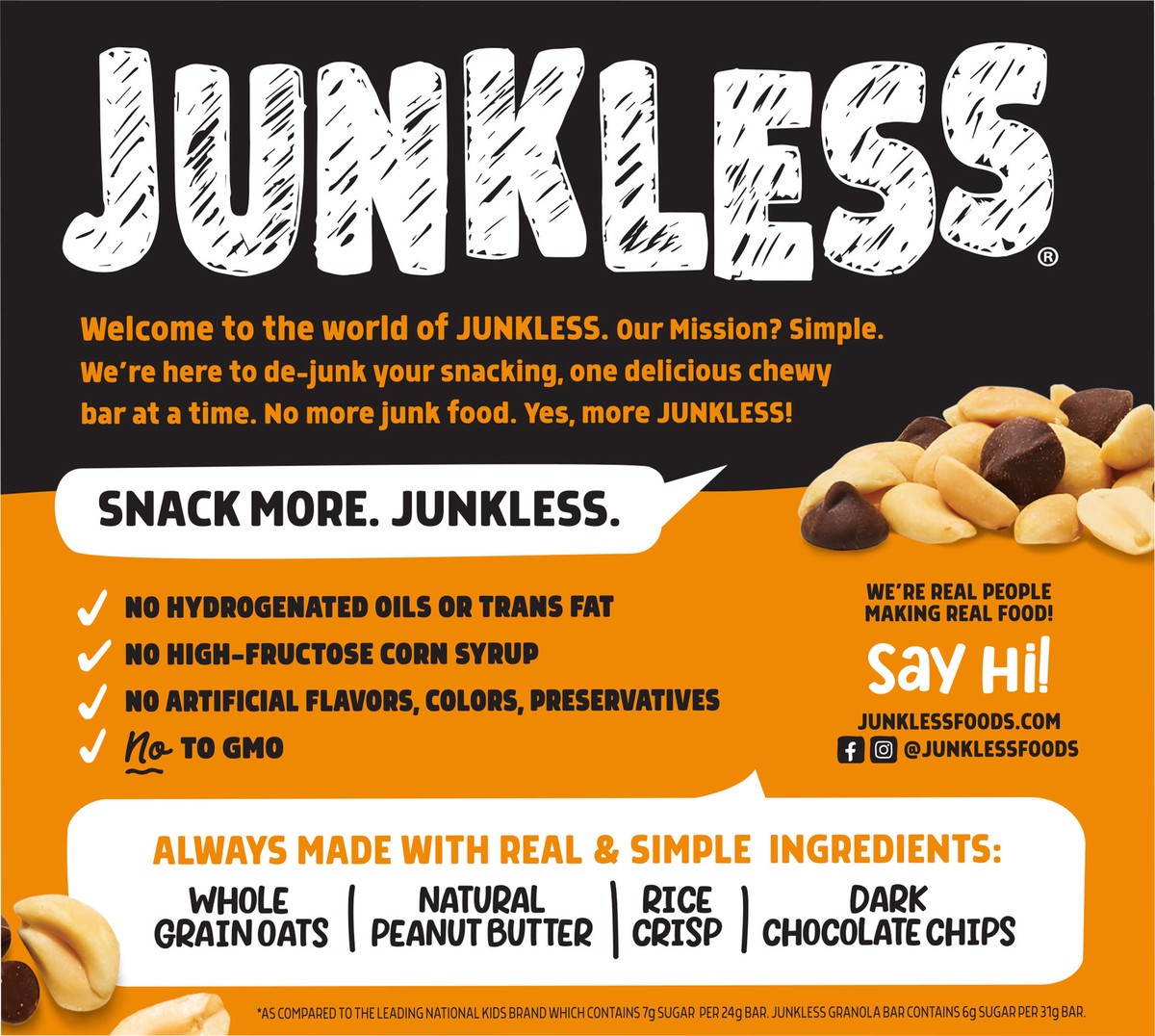 slide 13 of 13, Junkless Peanut Butter Chocolate Chip Chewy Granola Bars, 6 ct