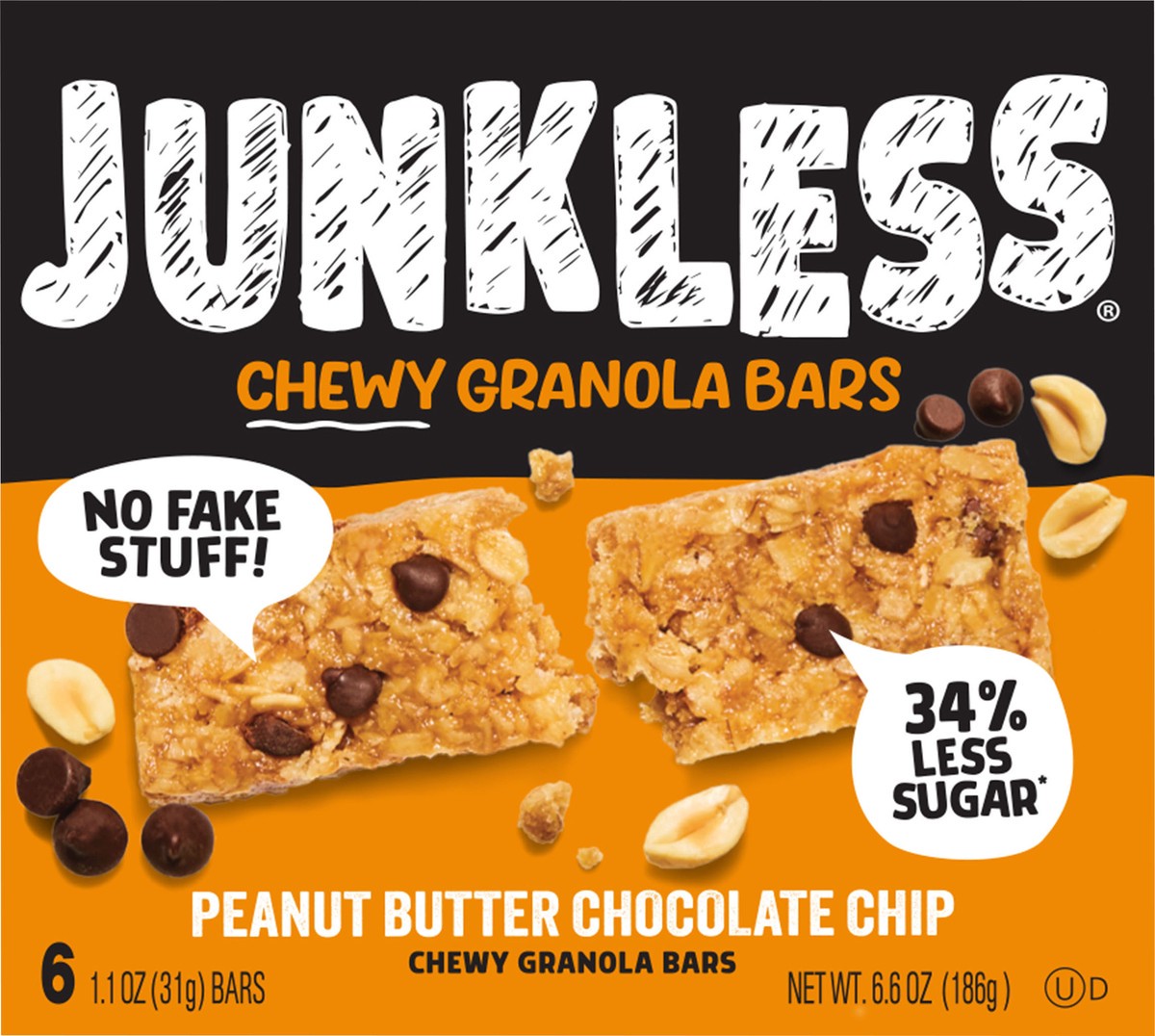 slide 3 of 13, Junkless Peanut Butter Chocolate Chip Chewy Granola Bars, 6 ct