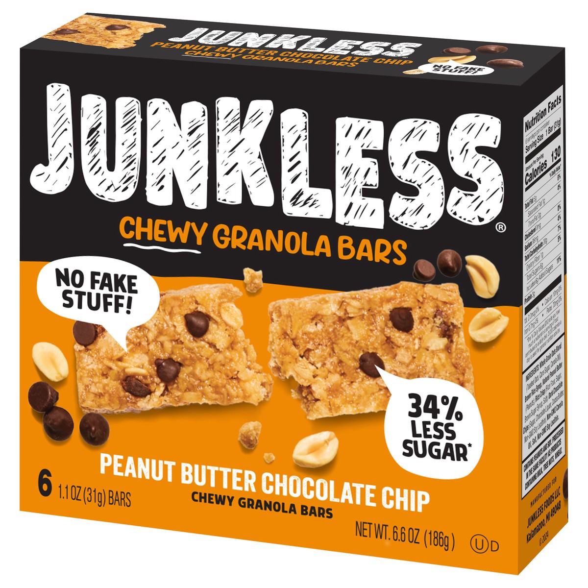 slide 9 of 13, Junkless Peanut Butter Chocolate Chip Chewy Granola Bars, 6 ct