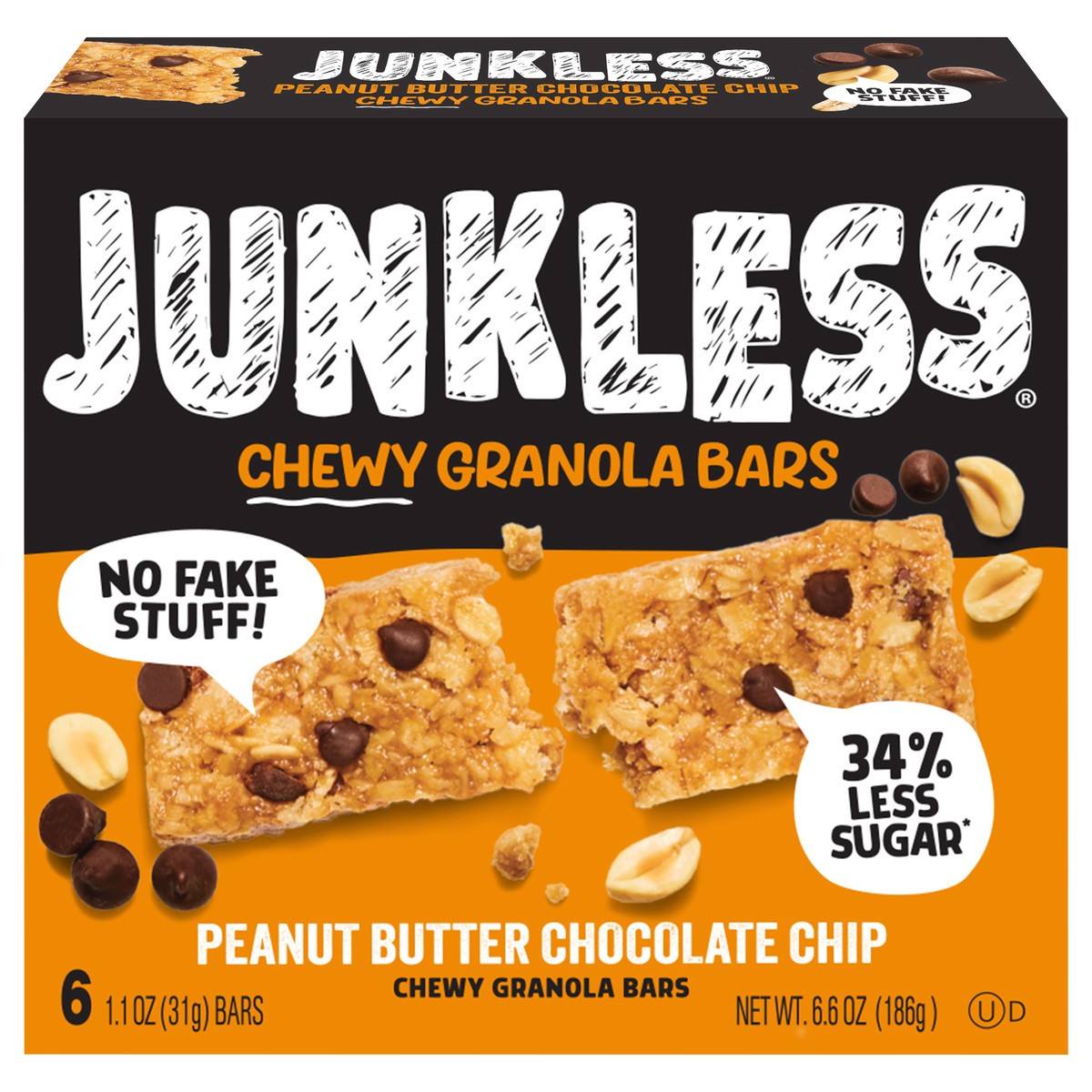 slide 4 of 13, Junkless Peanut Butter Chocolate Chip Chewy Granola Bars, 6 ct