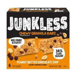 Junkless Peanut Butter Chocolate Chip Granola Bars 6 - 1.1 oz Bars