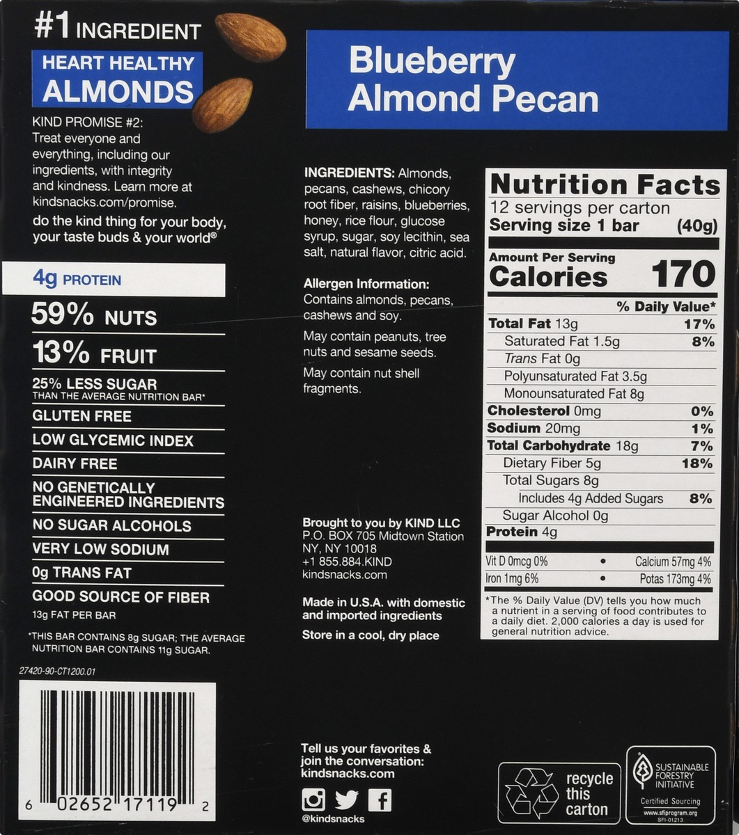 slide 11 of 14, KIND Blueberry Almond Pecan Bar 12 ea, 12 ct