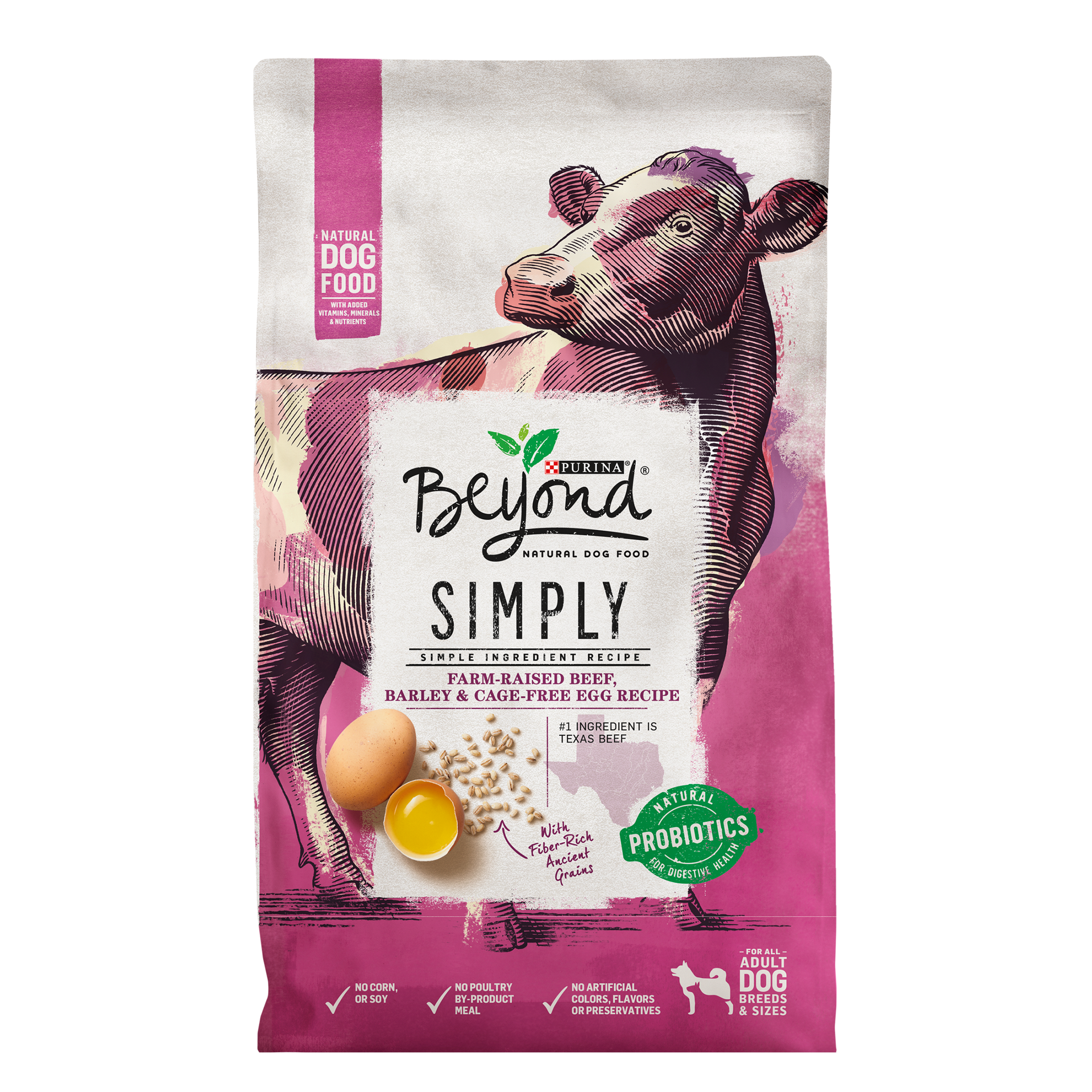 slide 1 of 9, Beyond Purina Beyond Natural Dry Dog Food, Simply Farm Raised Beef, Barley & Cage Free Egg Recipe, 3 lb