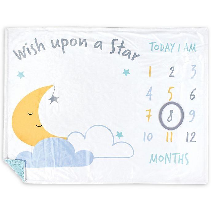 slide 1 of 1, Hudson Baby Wish Upon a Star Milestone Baby Blanket - Yellow, 1 ct