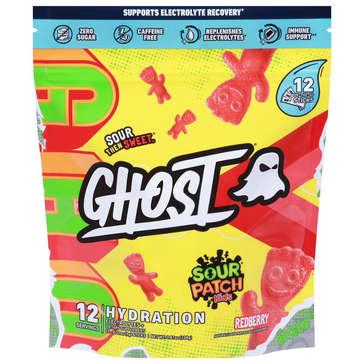 Ghost Sour Patch Kids' Vegan Hydration Sticks - Redberry - 12pk : Target