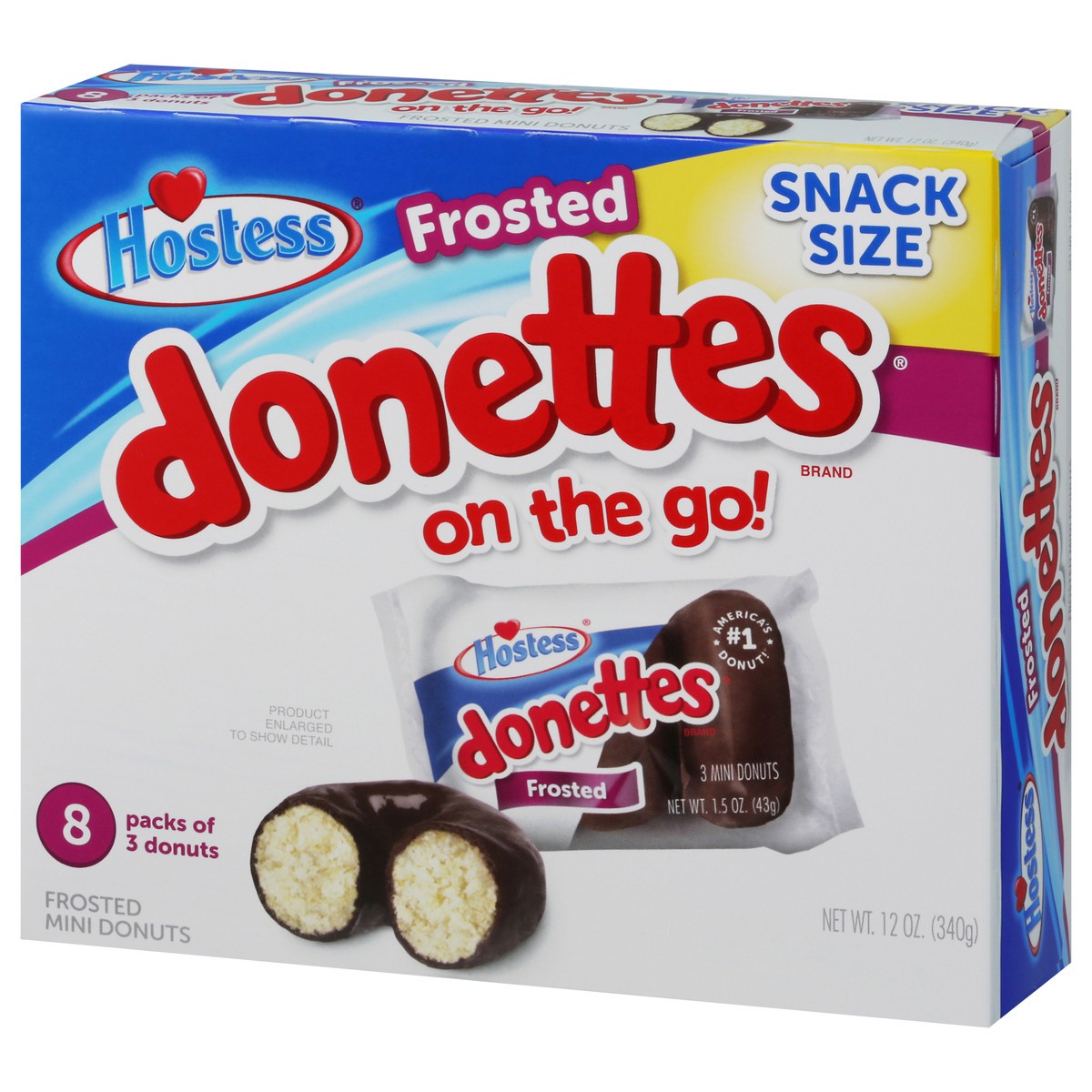 slide 4 of 10, HOSTESS Frosted DONETTES Donuts Snack Pack, 8 Count, 12.0 oz, 12 oz