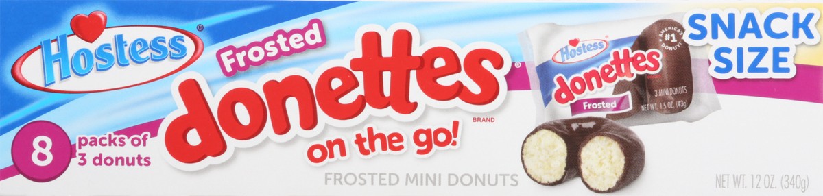 slide 2 of 10, HOSTESS Frosted DONETTES Donuts Snack Pack, 8 Count, 12.0 oz, 12 oz