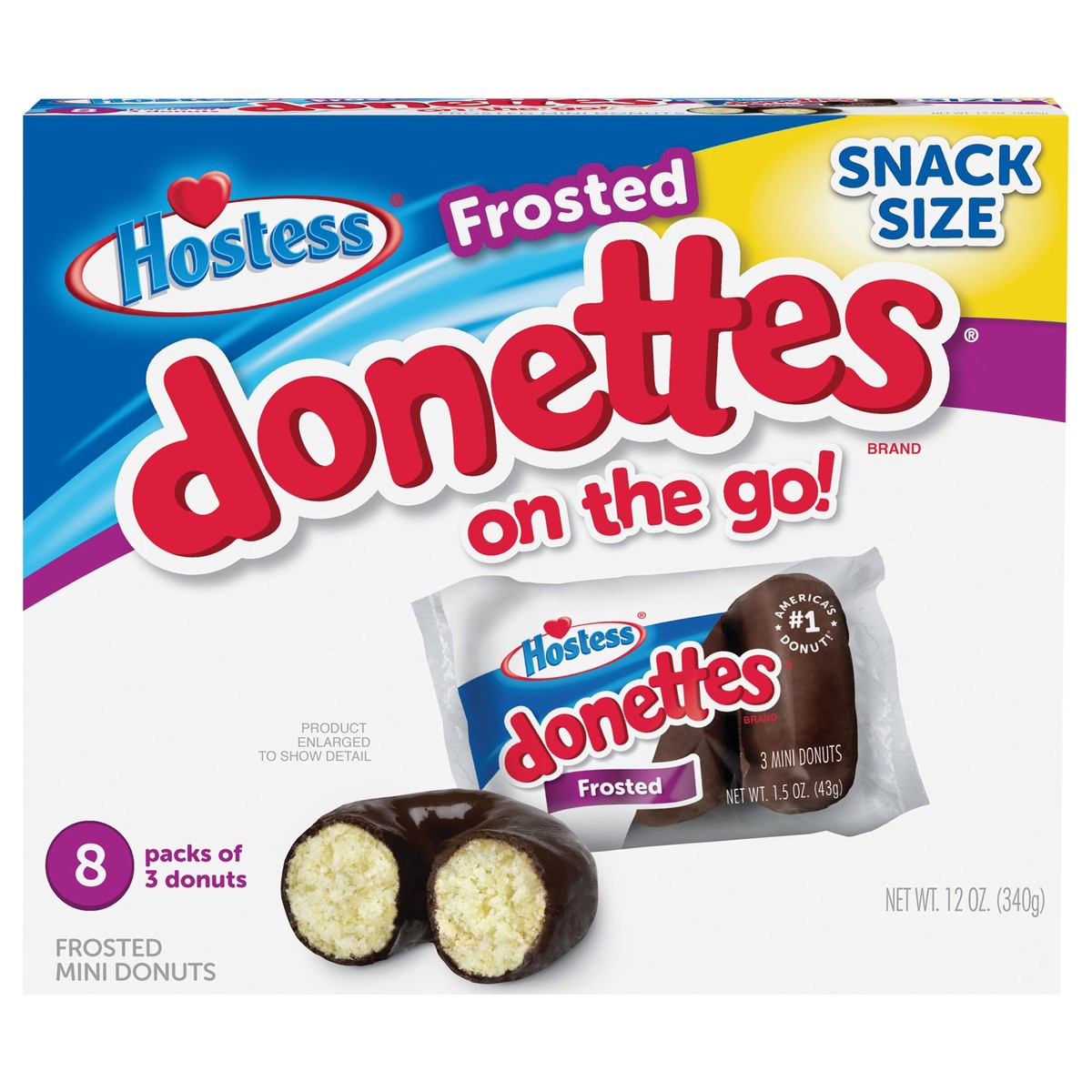 slide 1 of 10, HOSTESS Frosted DONETTES Donuts Snack Pack, 8 Count, 12.0 oz, 8 ct