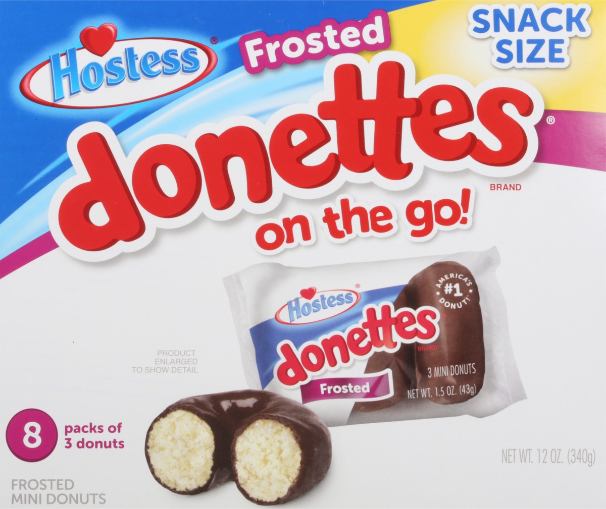 slide 8 of 10, HOSTESS Frosted DONETTES Donuts Snack Pack, 8 Count, 12.0 oz, 12 oz