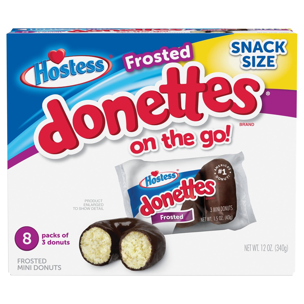 slide 1 of 10, HOSTESS Frosted DONETTES Donuts Snack Pack, 8 Count, 12.0 oz, 8 ct