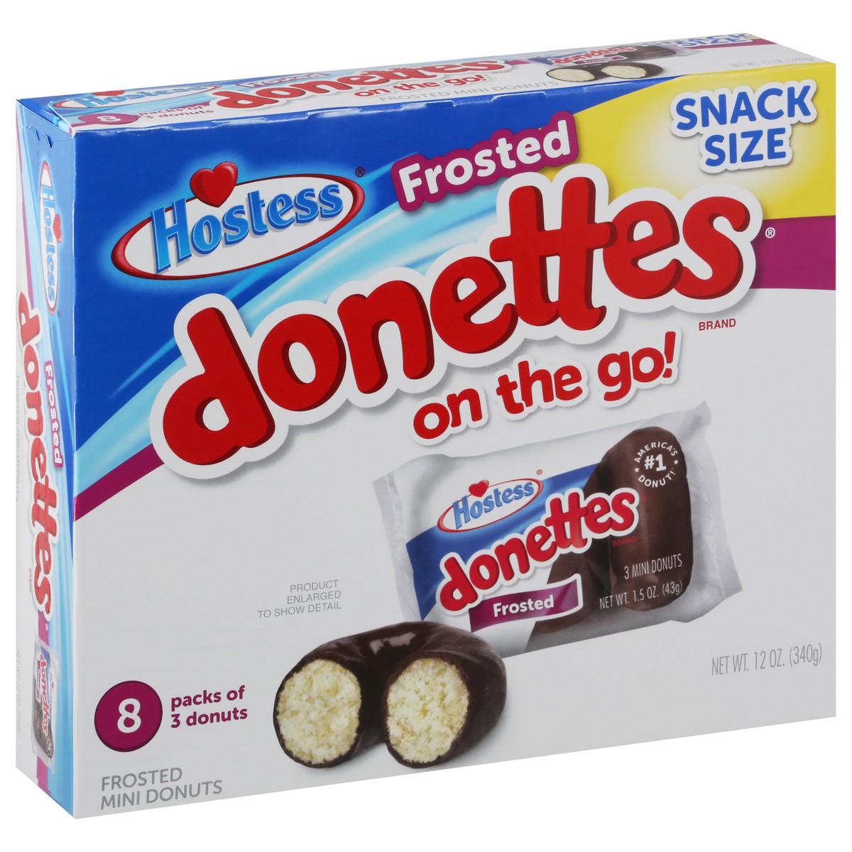 slide 6 of 10, HOSTESS Frosted DONETTES Donuts Snack Pack, 8 Count, 12.0 oz, 12 oz