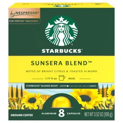 Starbucks Sunsera Blend 8 Aluminum Capsules 3.52 Oz