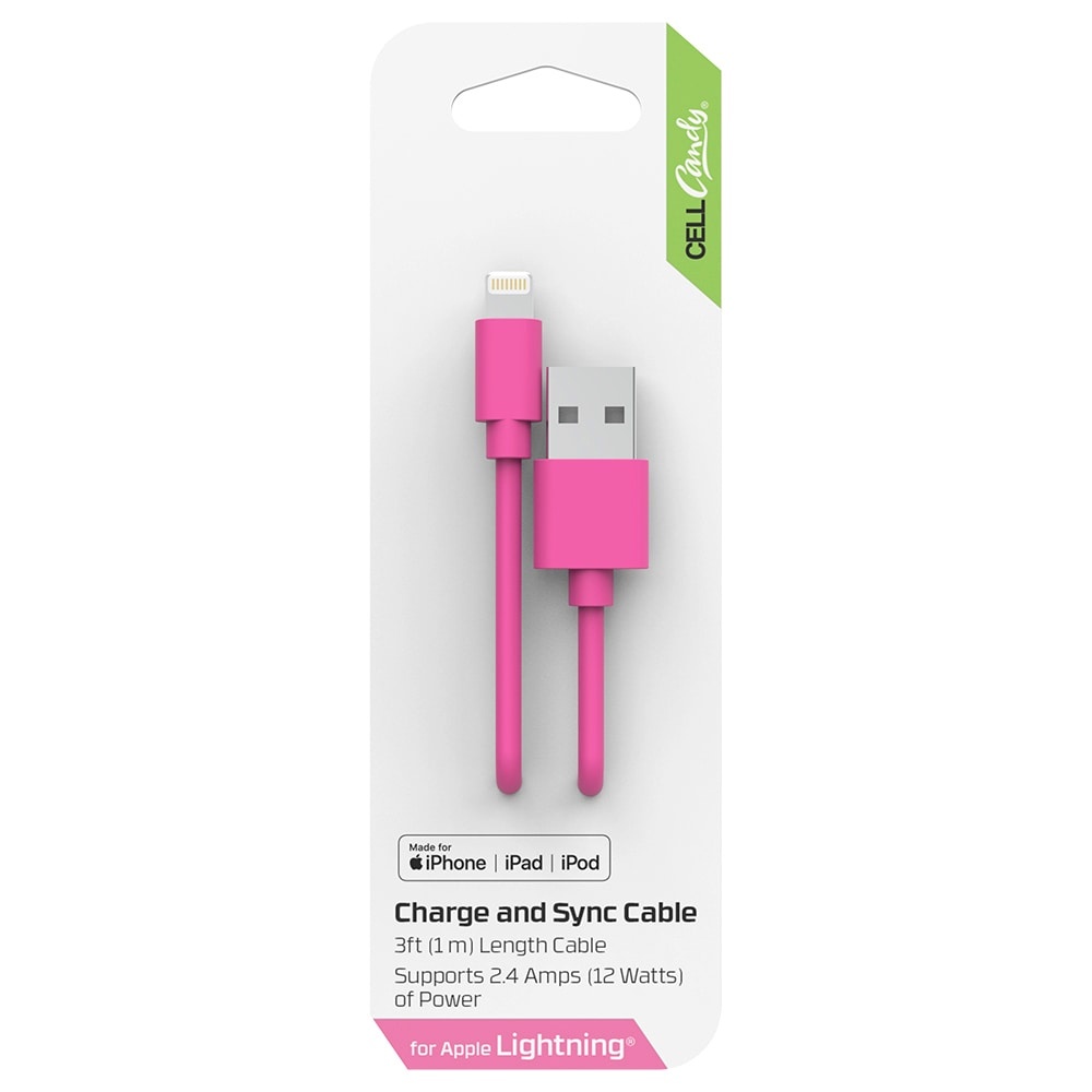 slide 1 of 1, Cellcandy Charge And Sync Cable - Pink - 4 Foot, 4 ft