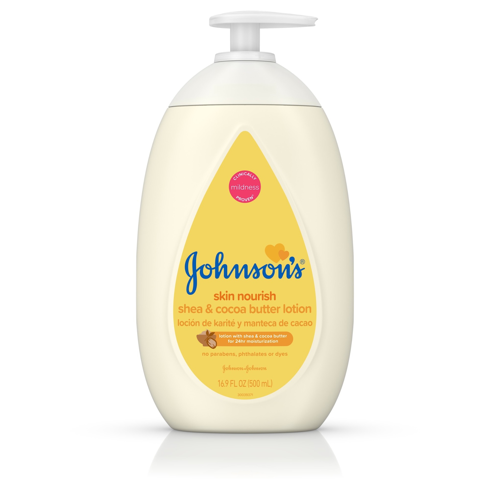 slide 1 of 1, Johnson's Moisturizing Dry Skin Baby Lotion with Shea & Cocoa Butter, Hypoallergenic and Dermatologist-Tested with Clinically Proven Mildness Formula, 16.9 fl oz