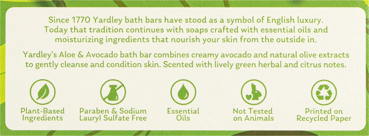 slide 7 of 9, Yardley London Nourishing Bath Soap Bar Aloe & Avocado, Conditions Skin with Creamy Avocado & Olive Extracts, 4.0 oz Bath Bar, 2 Soap Bars, 2 ct