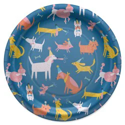 American Greetings 10-Count 9" Birthday Paper Plates, Colorful Dogs