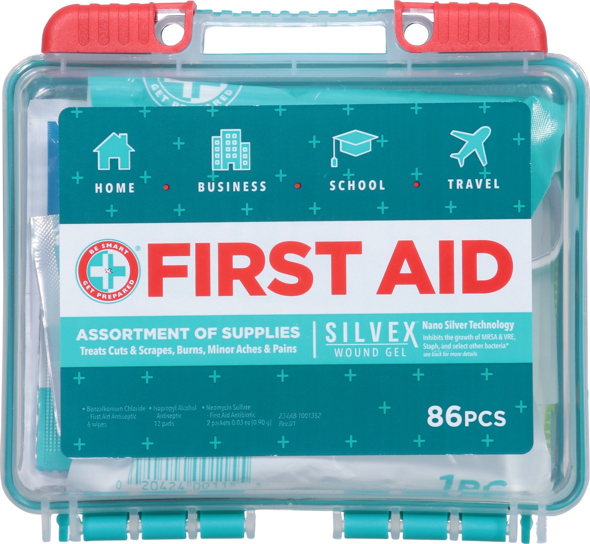 slide 2 of 9, Be Smart Get Prepared First Aif Kit W/ Silvex Would Gel, 86 ct