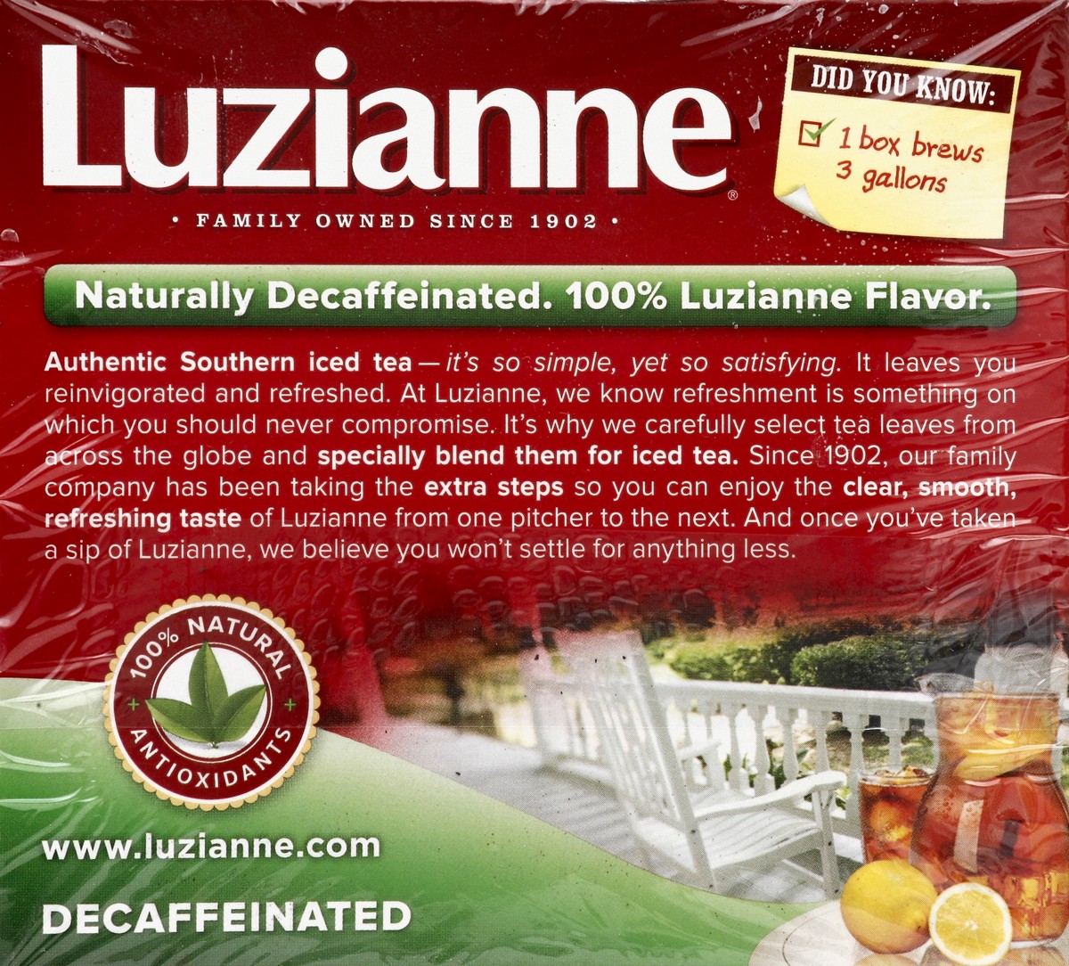 slide 5 of 5, Luzianne Decaffeinated Iced Tea, 48 ct