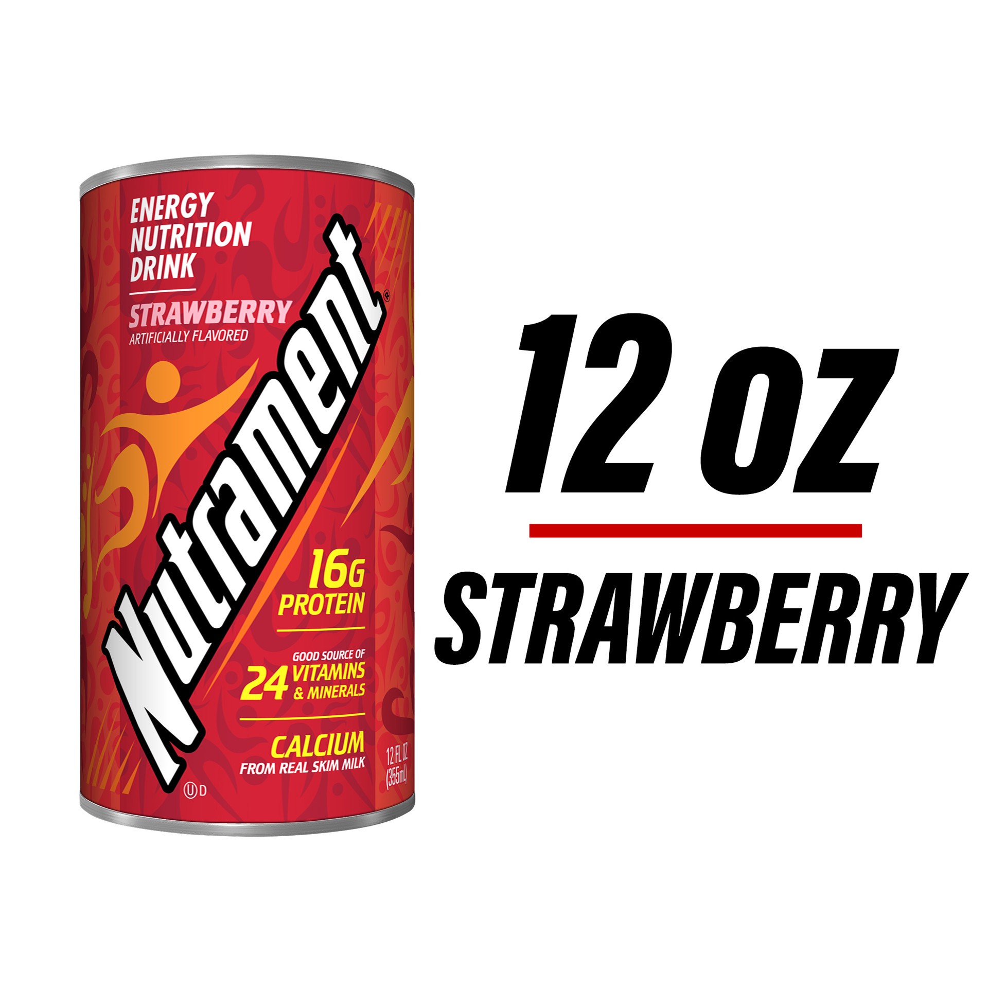 slide 1 of 13, Nutrament Strawberry Nutrition Drink, Energy Drink with Vitamins, Minerals and Protein, 12 fl oz Can, 12 fl oz
