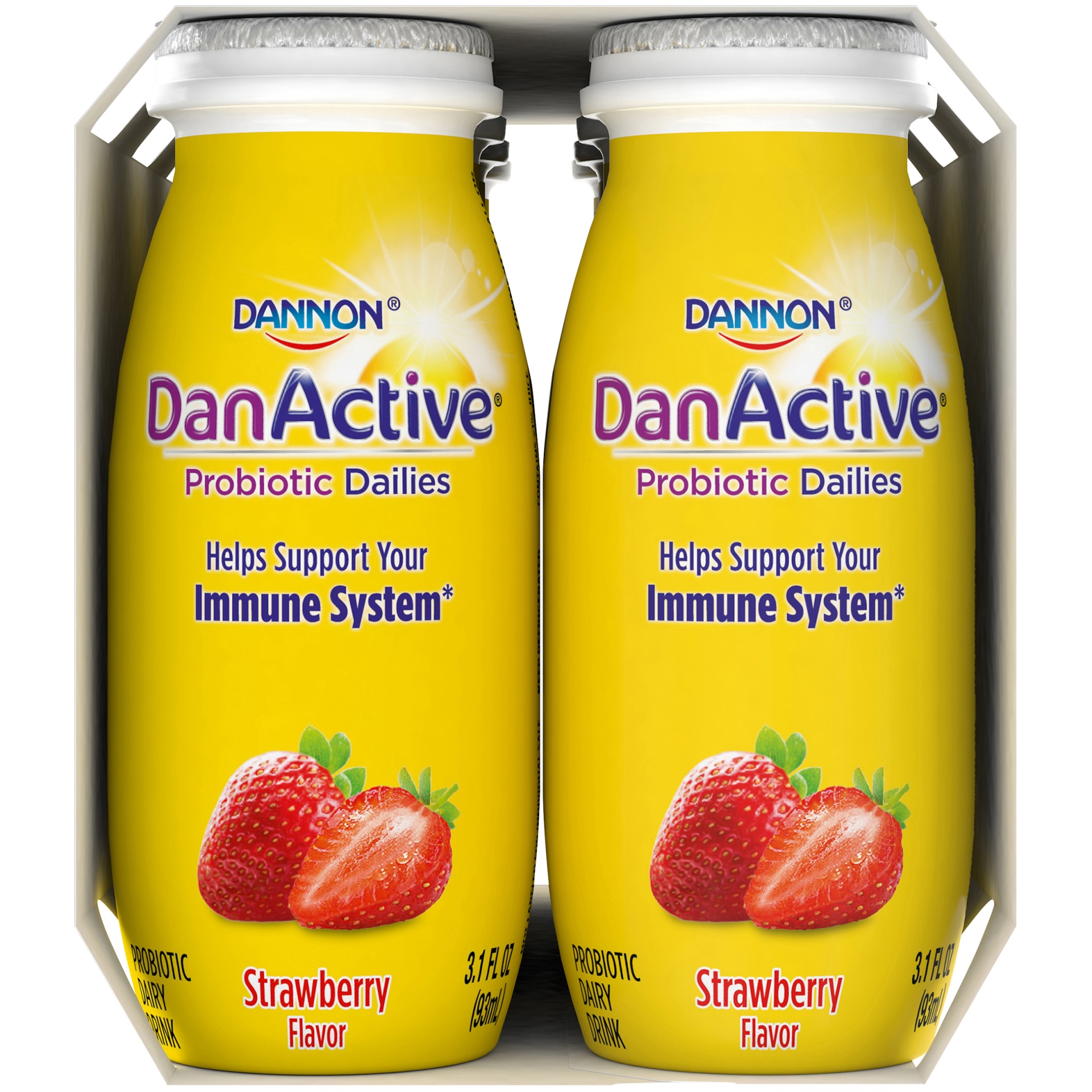 slide 2 of 6, DanActive Probiotic Dailies Strawberry Dairy Drink, 3.1 fl oz