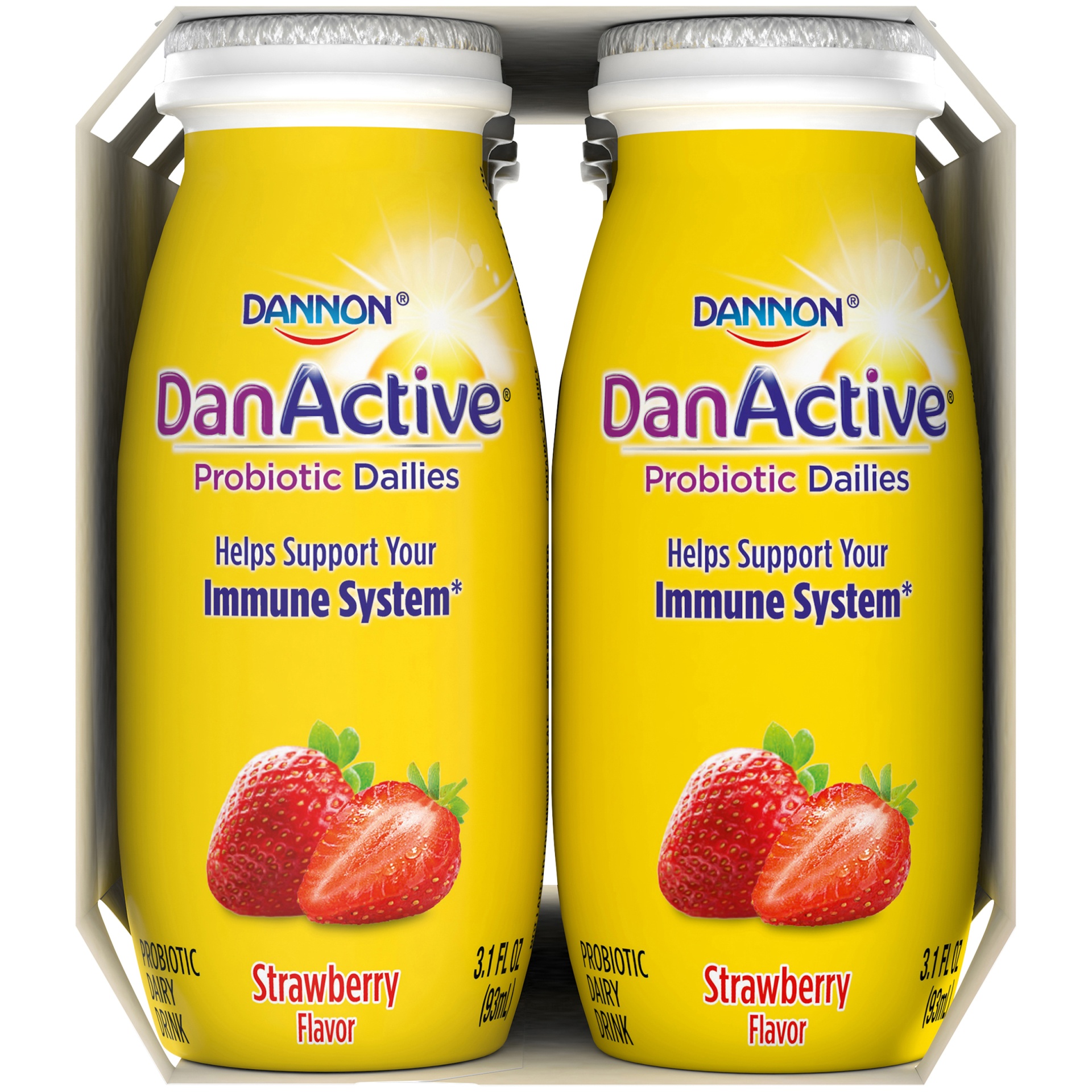 slide 3 of 6, DanActive Probiotic Dailies Strawberry Dairy Drink, 3.1 fl oz