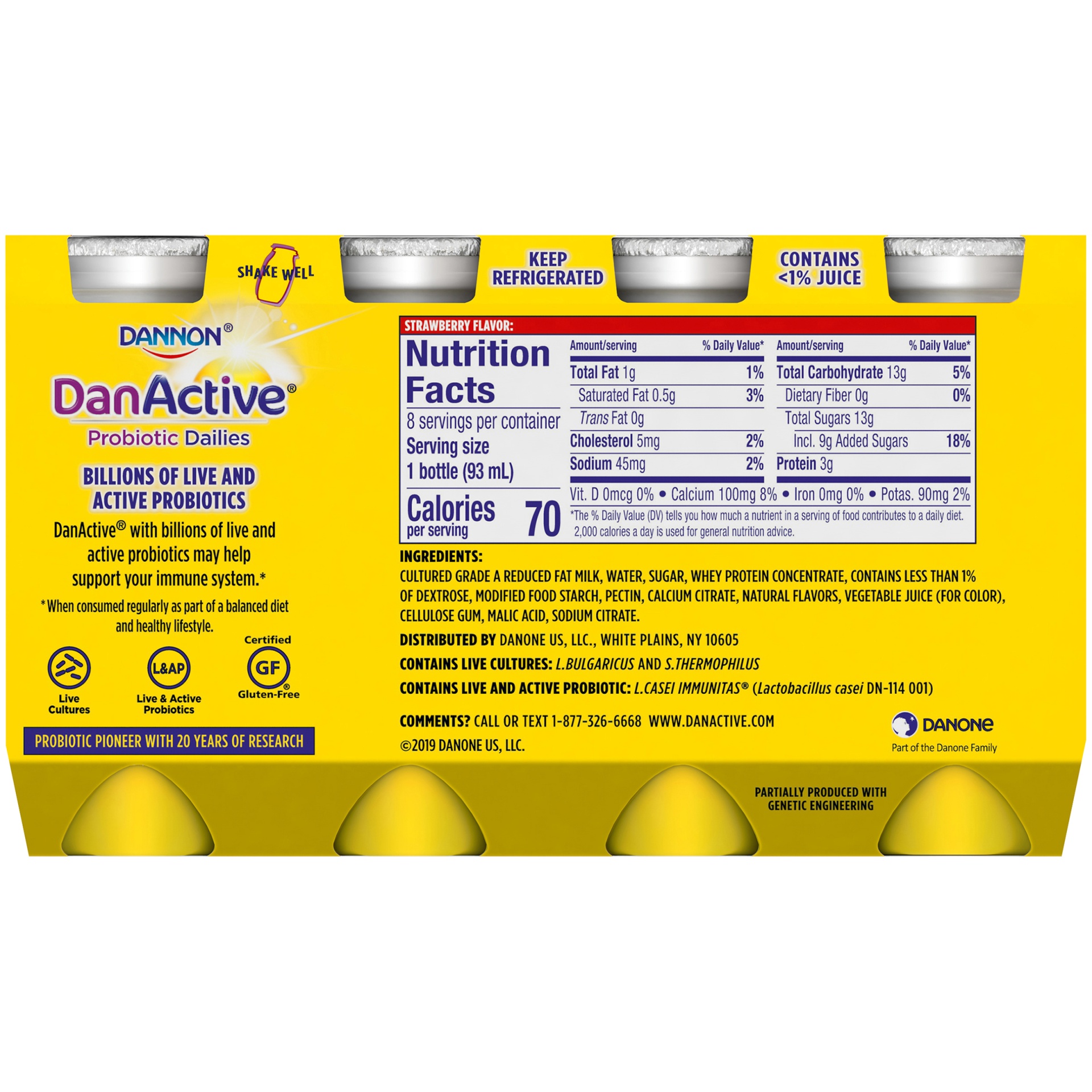 slide 4 of 6, DanActive Probiotic Dailies Strawberry Dairy Drink, 3.1 fl oz
