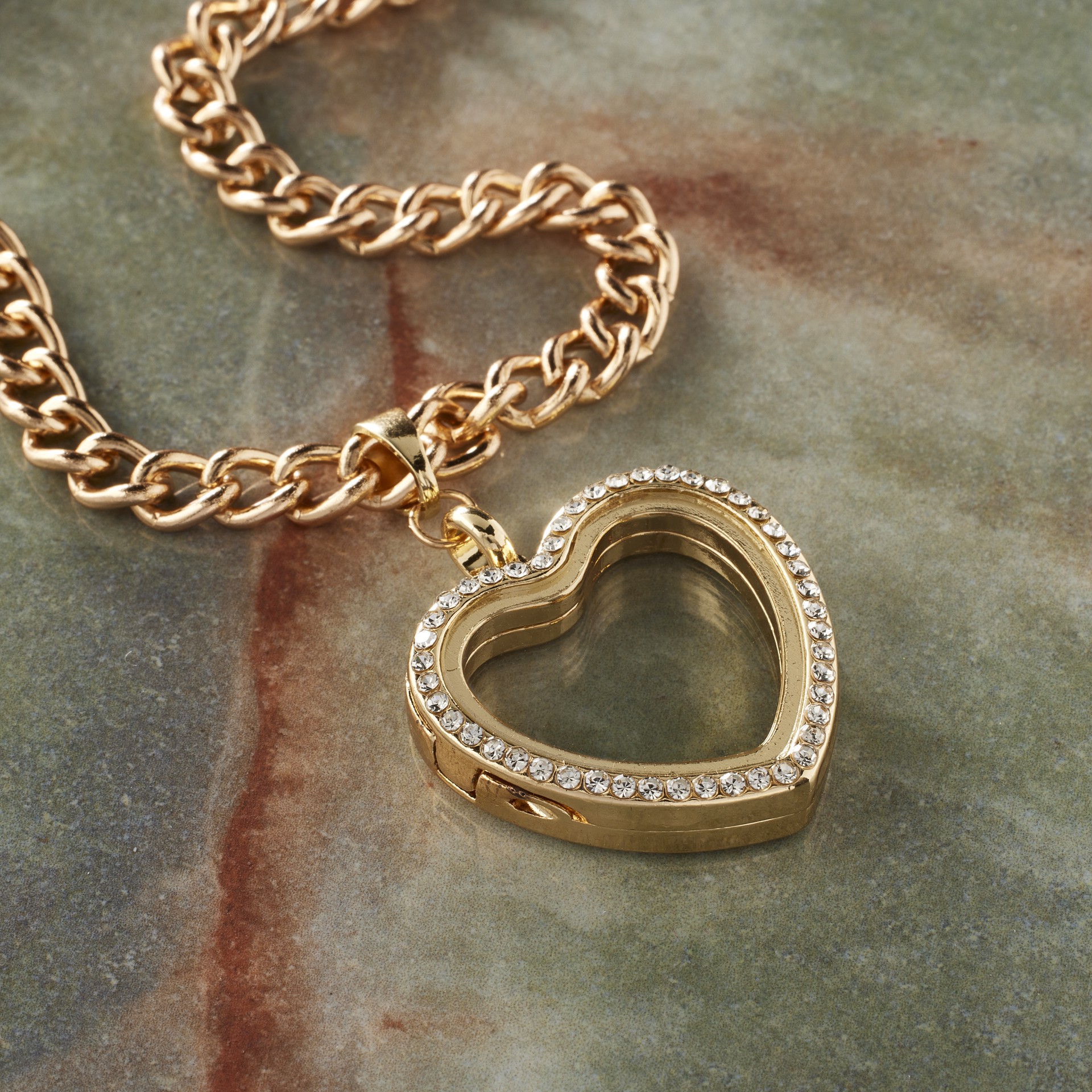 slide 3 of 3, Clear & Gold Heart Locket By Bead Landing, 30mm x 29mm