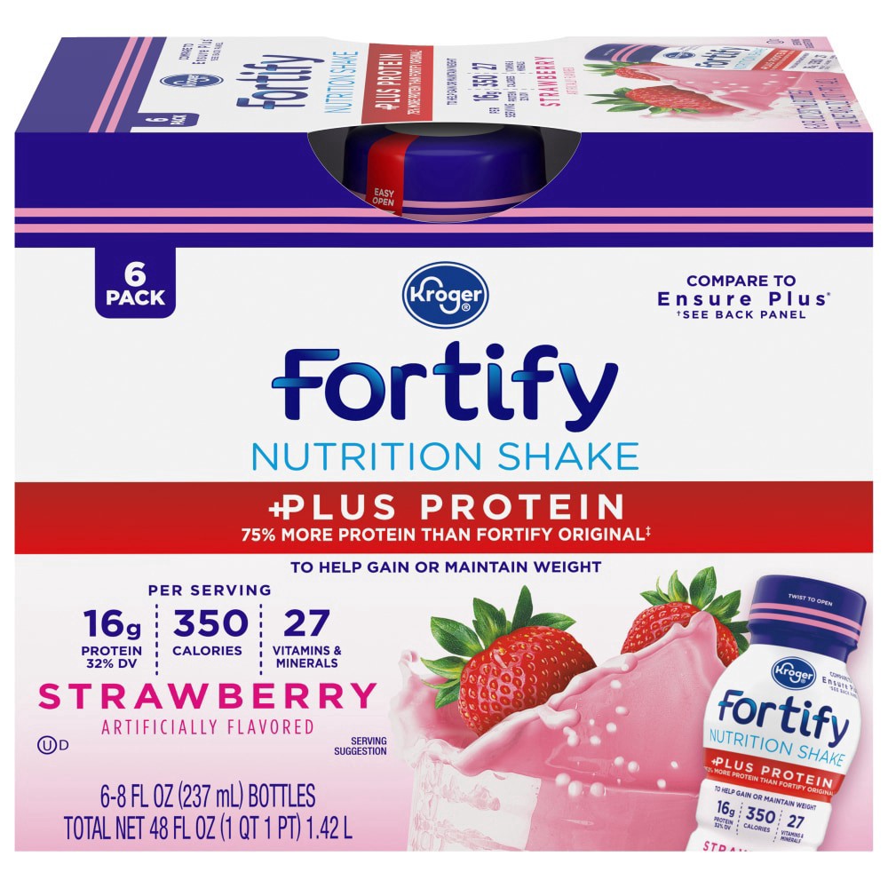 slide 2 of 2, Kroger Strawberry Nutrition Shake- 6 ct, 6 ct